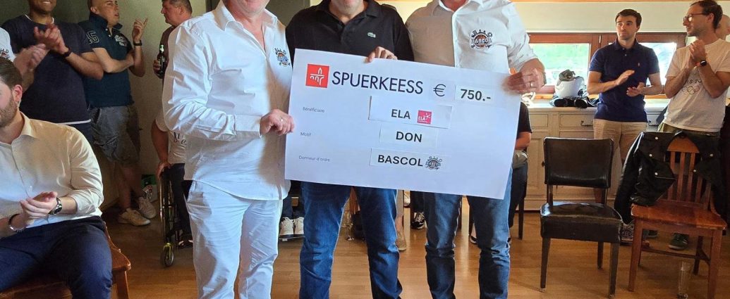 Remise d'un chèque de 750 € de Bascol à ELA Luxembourg lors de l'assemblée générale du 14 mai 2025