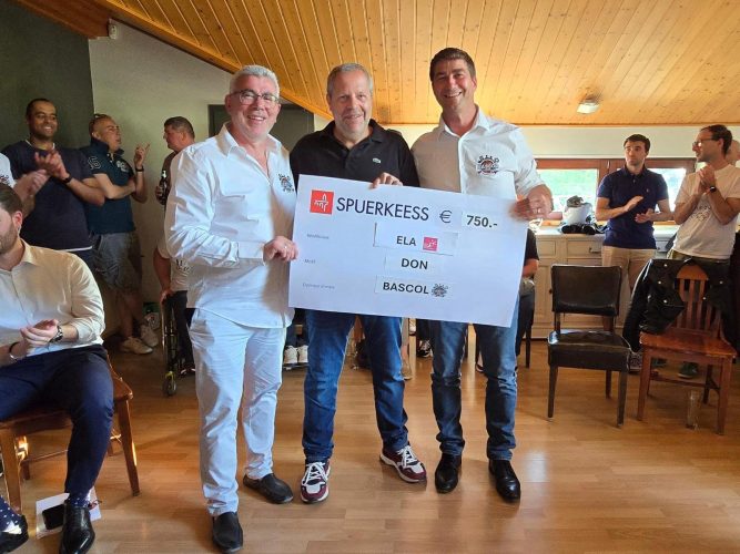 Remise d'un chèque de 750 € de Bascol à ELA Luxembourg lors de l'assemblée générale du 14 mai 2025